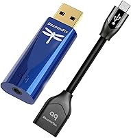 Vista 1 de AudioQuest Libélula cobalto USB Stick DAC Bundle con DragonTail USB-A hembra a micro macho