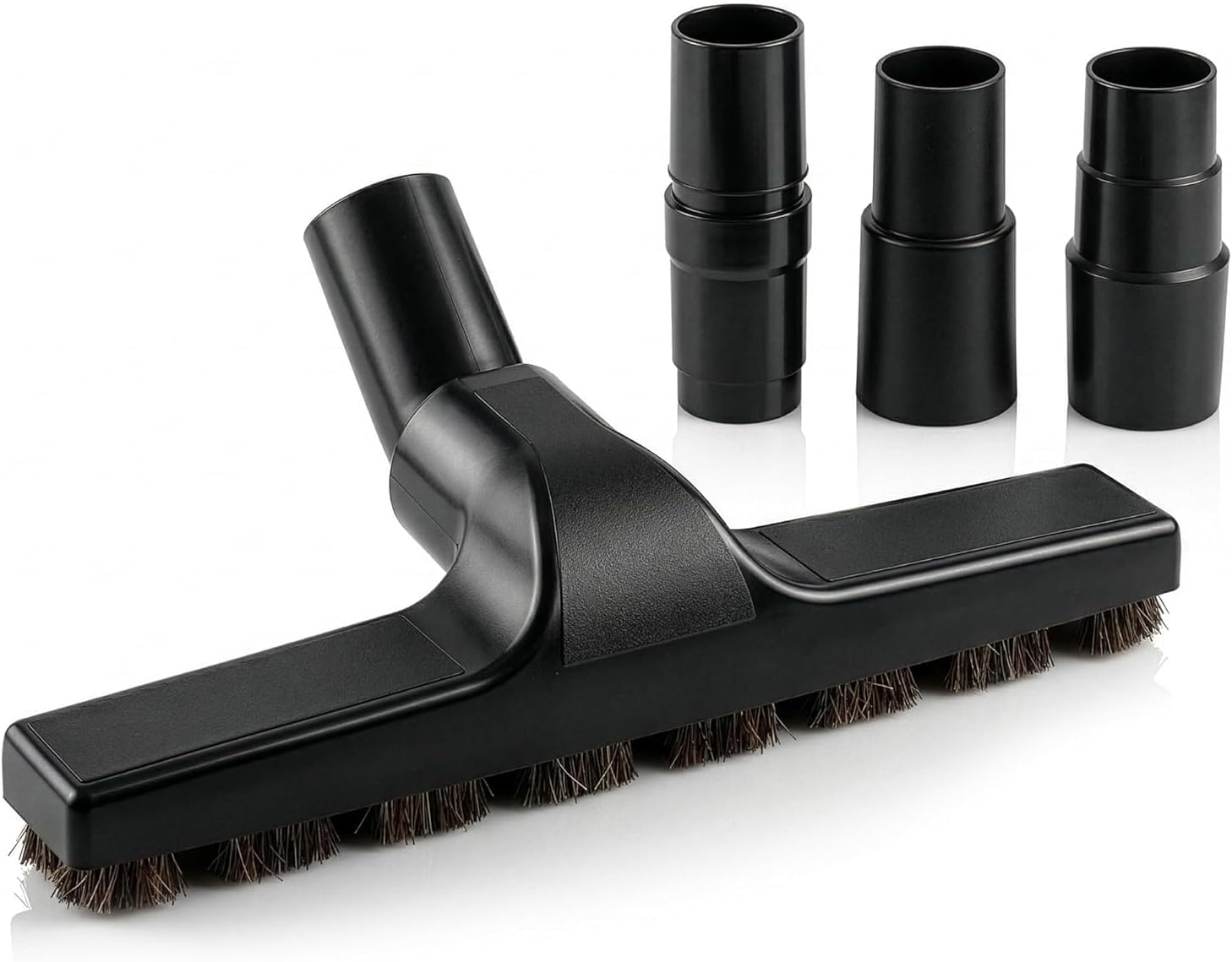 NADOBA 1 1/4 Horsehair Vacuum Brush Attachment with 360 Rotating Head and Hose Adapters for Hardwood Floors