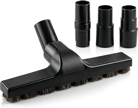 Horsehair Vacuum Brush Attachment 1 1/4 Vacuum Attachments with 3 Hose Adapters 1.25" to 1.37" - 10.2" Brush Width, 1.25" Diameter Wands, Rotates 360 | Ideal for Wood, Tile, and Smooth Surfaces
