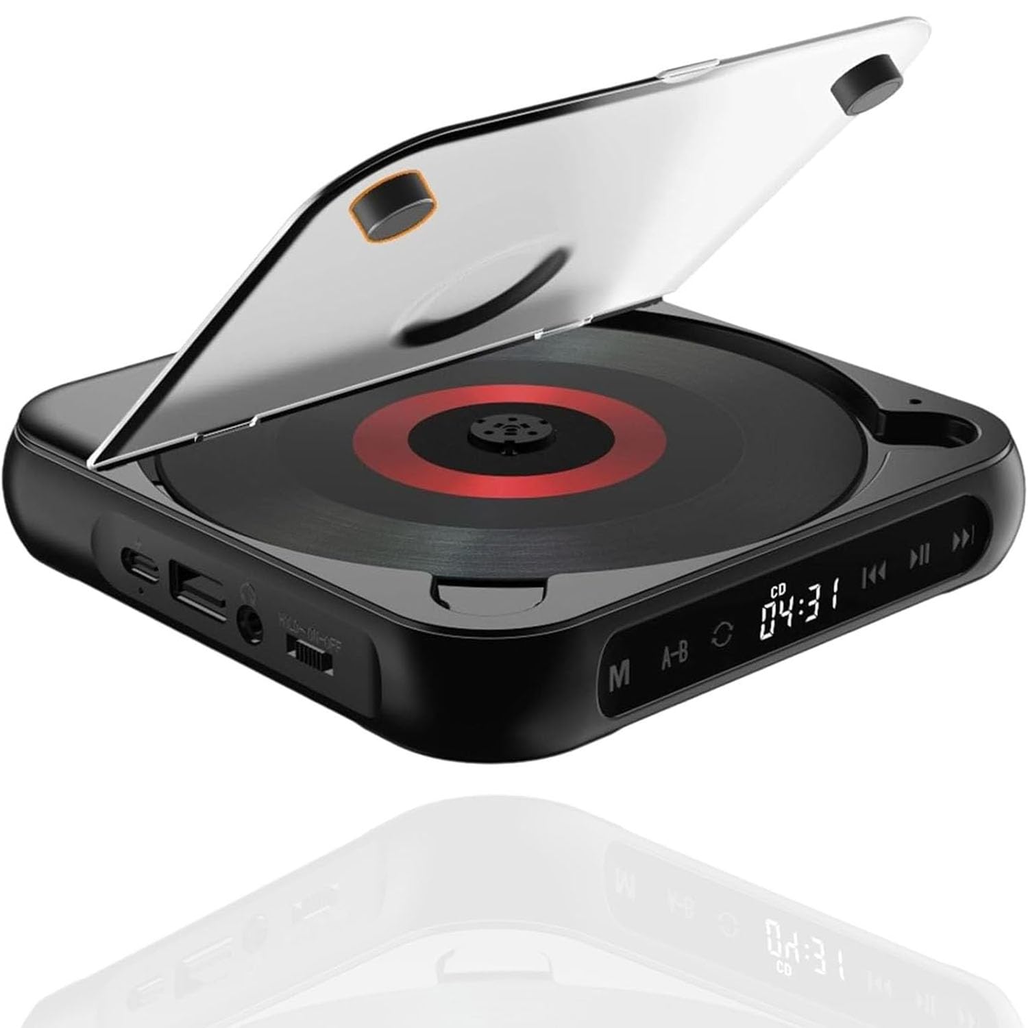 Lettore CD portatile con Bluetooth, suono Hi-Fi, lettore musicale compatto ricaricabile per viaggi e casa