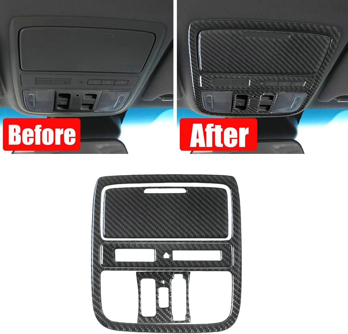 1 Set of Carbon Fiber Interior Overhead Console Cover Trim Compatible for Honda Accord Coupe/Sedan 2008-2012,for Accord Crosstour 2010-2012 Decor