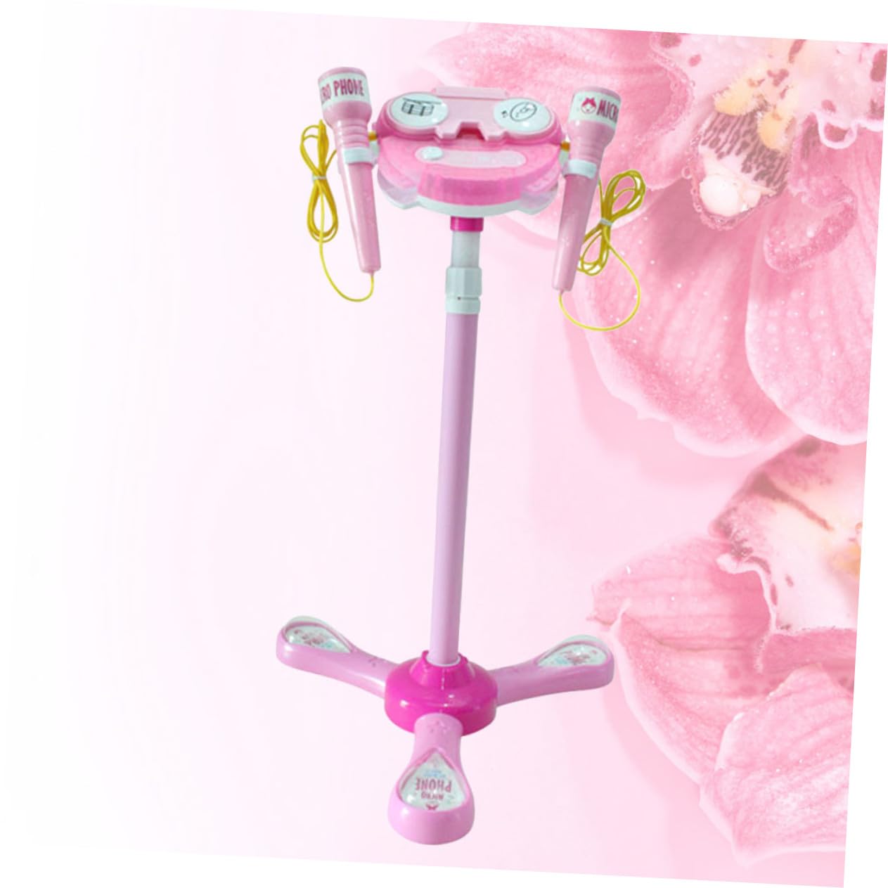ORFOFE Microfono Giocattolo per Rosa con Illuminazione e Musica Doppi Microfoni Karaoke per Ragazzi e Ragazze Amplificatore e Funzioni Compatibili con Smartphone Gioco Educativo per