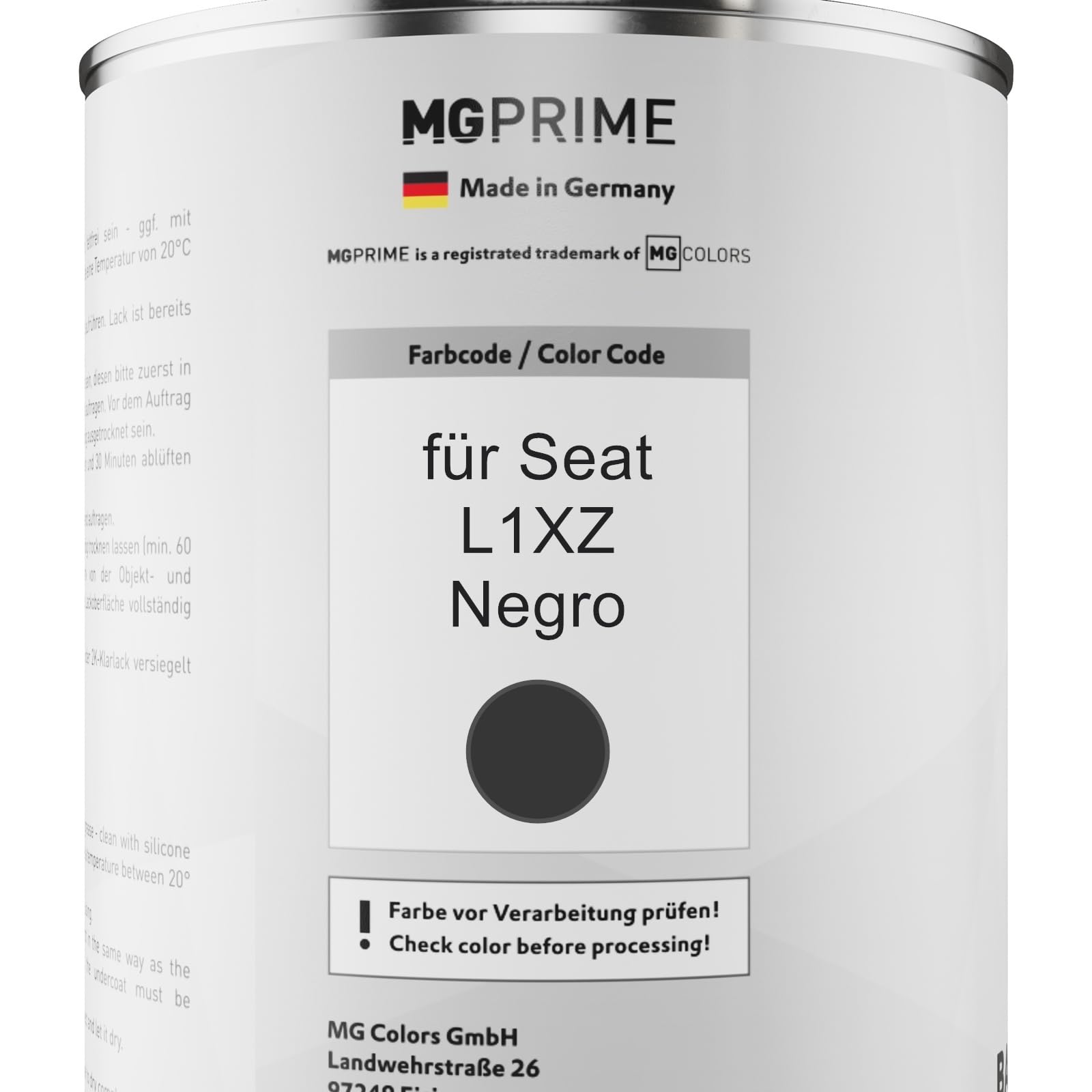 Vernice Auto MG PRIME Pronta All'Uso Per Seat Black Magic Pearl F9R/1Z – 1L, Qualità OEM