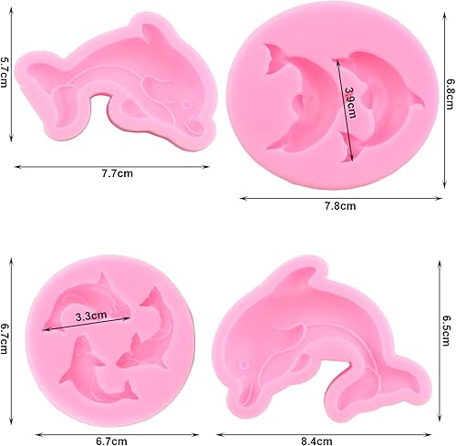 Miniatura 5 de ZiXiang Moldes de silicona de delfín, molde de fondant de pez de ballena, molde de caramelo para decoración de pasteles, decoración de cupcakes,