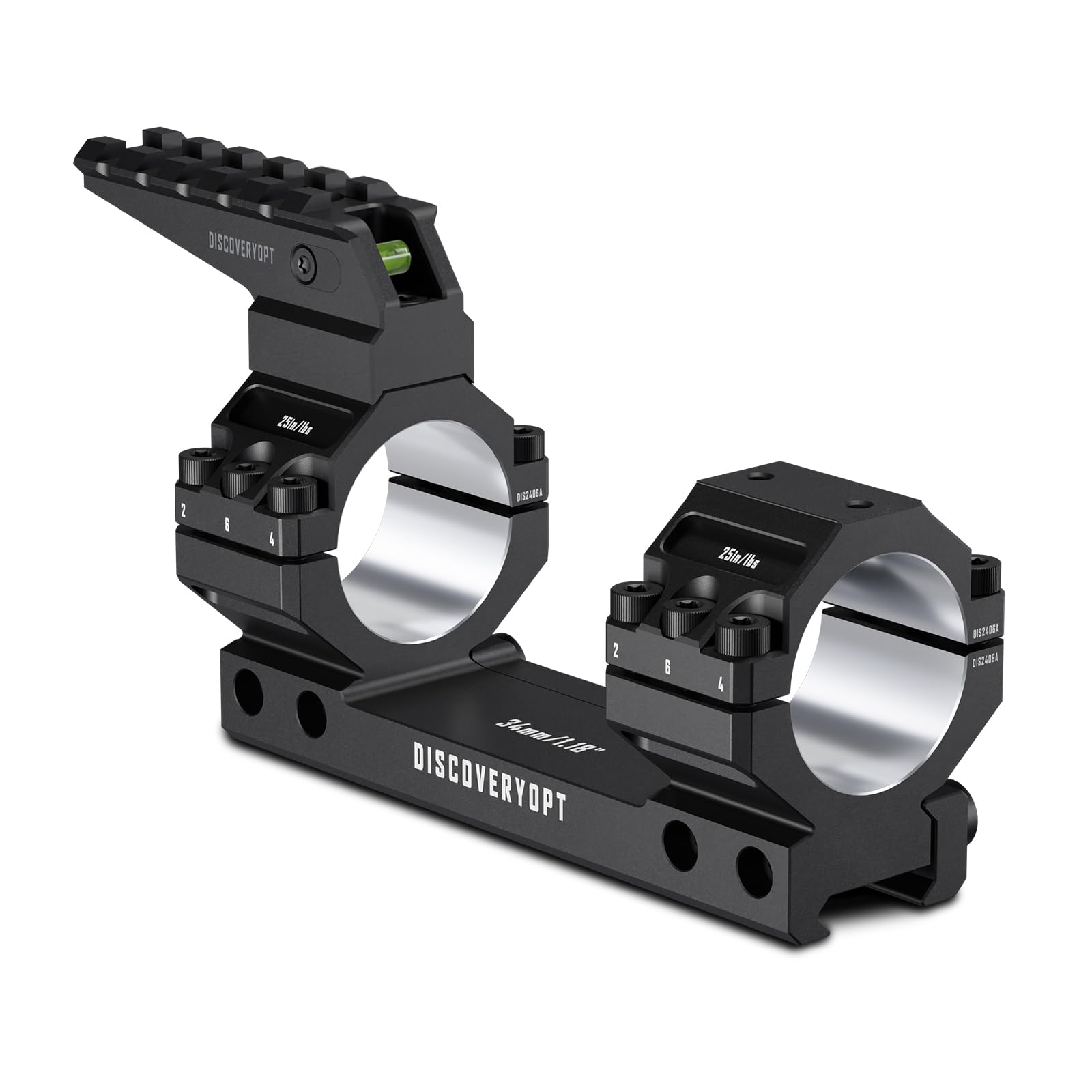 Heavy Duty Cantilever Scope Mount, Picatinny One Piece Base with Integrated Top Rail, 34m…