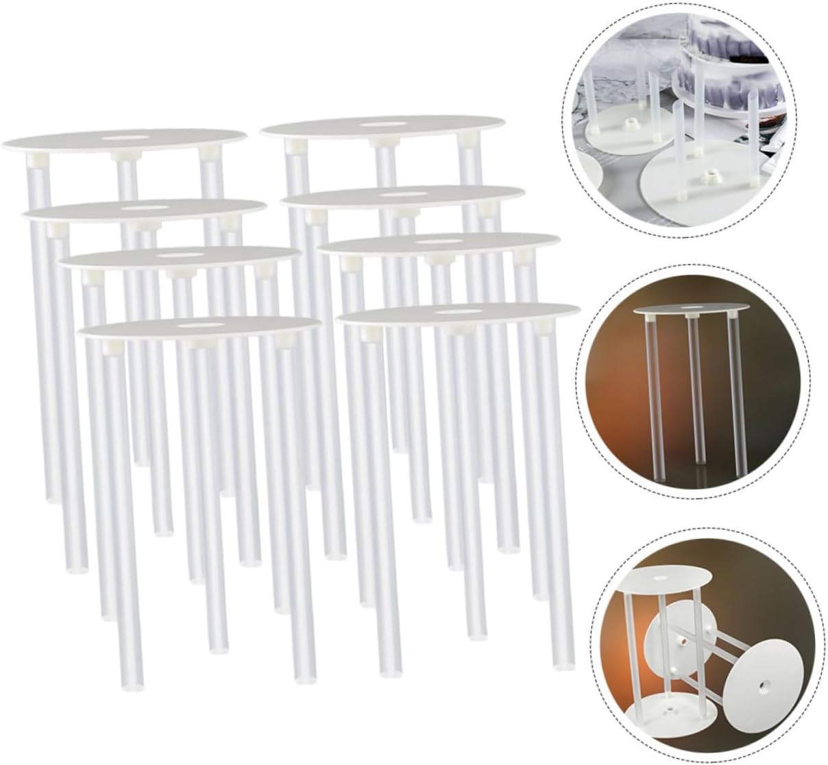 Ipetboom 8 Sets Plastic Cake Dowels and Supports for Tiered Wedding Cakes