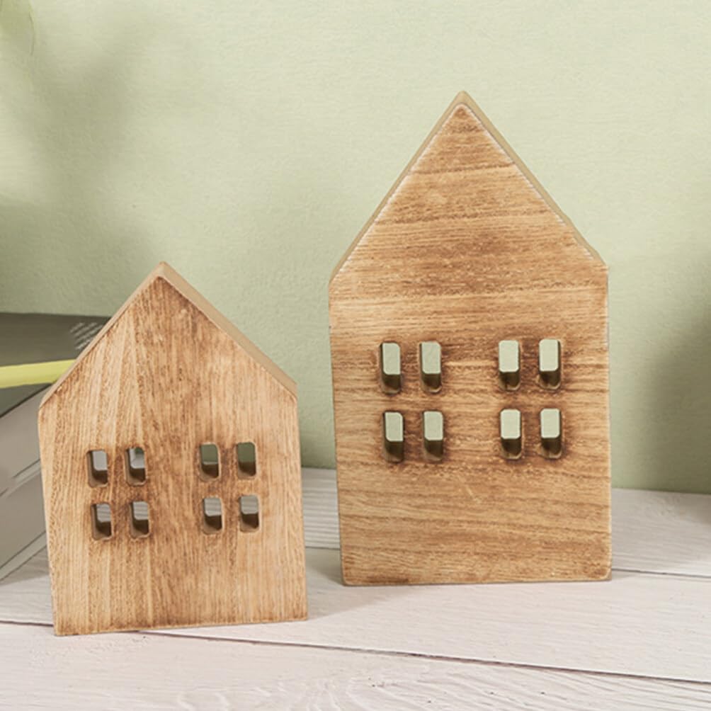 Abaodam Tabletop Decorative Houses Mini Houses Slice Props for Christmas and Home Decor