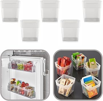 EYNEL Refrigerator In-Lid Shelf Organizer, Bathroom Cosmetic Organizer Container Multi-Purpose Mini Box Set (5, Transparent)