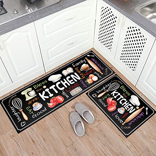 Holvdeng Kitchen Mat Set Of 2 Non Slip Thick Kitchen Rugs And Mats For Floor Comfort Standing Mats For Kitchen, Sink, Laundry, 17"X47"+17"X28" #TOP1