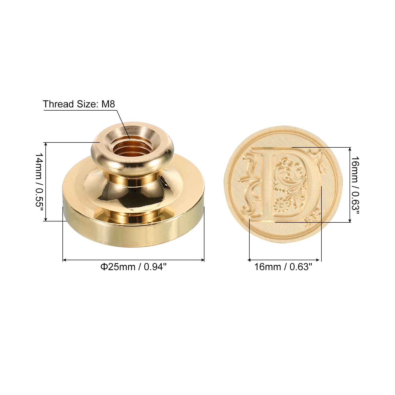PATIKIL Alphabet D Wax Seal Stamp, Initial Letter Sealing Wax Stamp Classic Retro Brass Head for Envelope Invitation Cards - Image 2