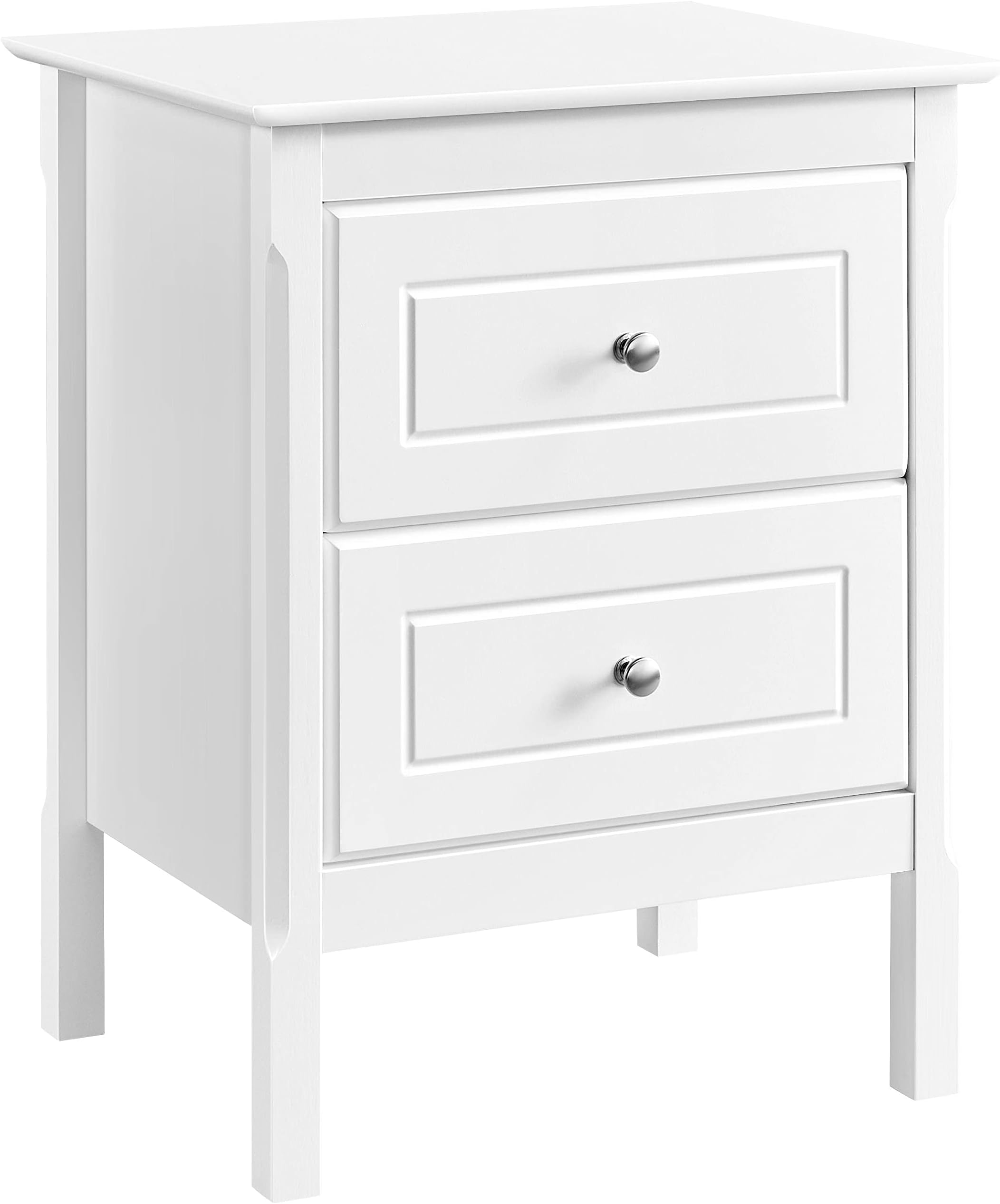 Yaheetech Bedside Table with 2 Drawers and Pine Legs, White
