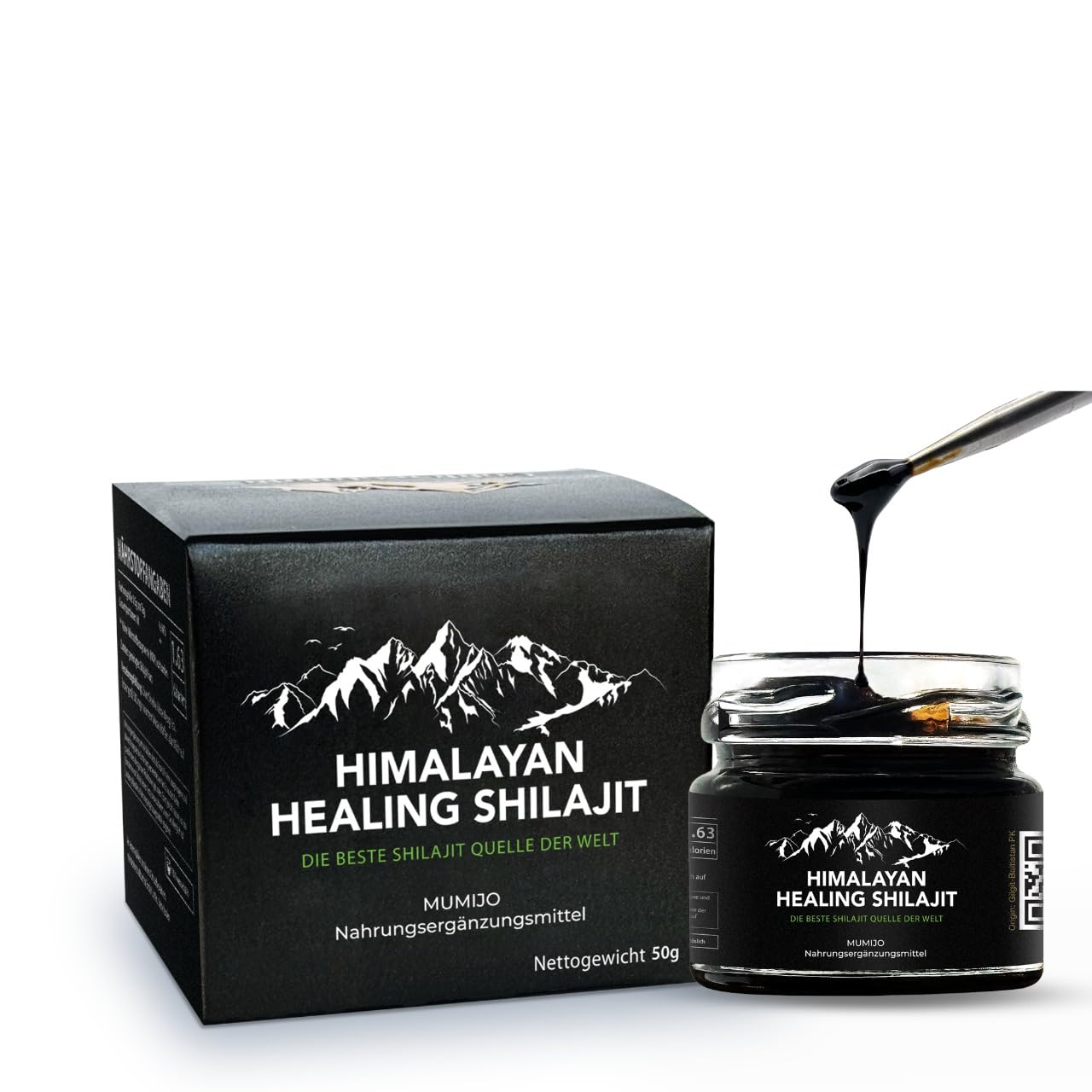 Harz 50g – Original Himalaya-Shilajit – 500 mg pro Portion (100-Tage-Vorrat) – Reich Fulvinsäure,Huminsäure – Über 85 Spurenelemente – natürliches Mumijo Vegan – Laborgeprüft