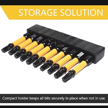 T25 Torx Bits for Impact Driver 10 Pieces, 2 Inch Long, 1/4 Inch Hex Shank S2 Alloy Steel