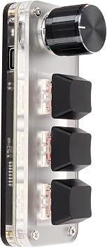 One Handed Macro Keyboard, Programmable Keypad, Macro Pad Programmable for Seamless and Efficient One Handed (3 Keys 1 Knob)