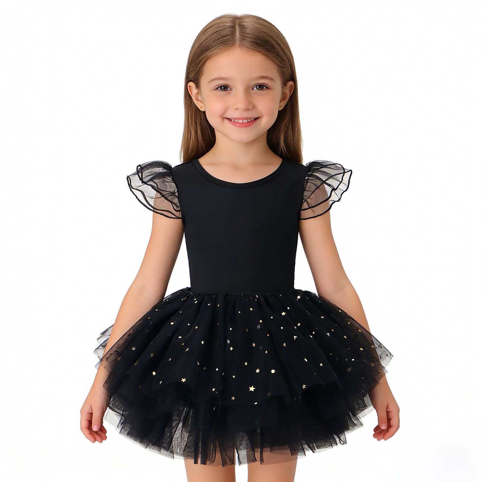 Vestido de ballet para niñas, vestido de ballet brillante, de malla, tutú con volantes, sin mangas, para verano, casual, fiesta, gimnasia, danza