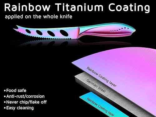 Miniatura 3 de WELLSTAR Cuchillo de queso, cuchillo de tomate dentado, hoja afilada de acero inoxidable de alto carbono de 5 pulgadas para cortar todo tipo de