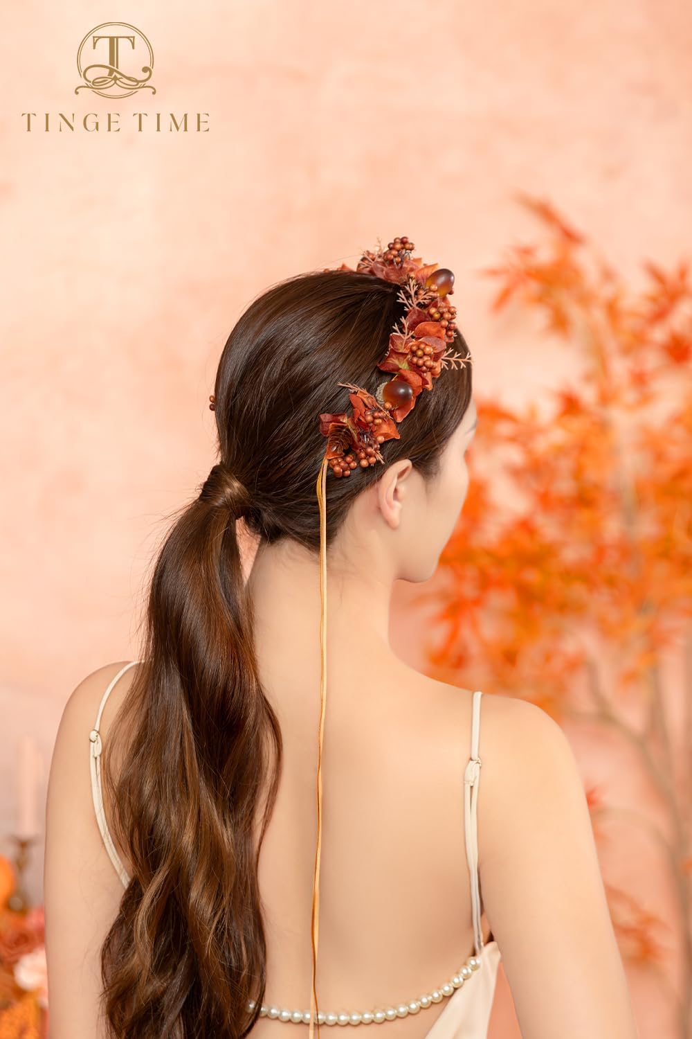 TINGE TIME Set of 3 Artificial Flowers Decoration Wedding Basket for Flower Girl with Flower Crown, Flowers Basket, 400pcs Silk Rose Petals (Maple Red)