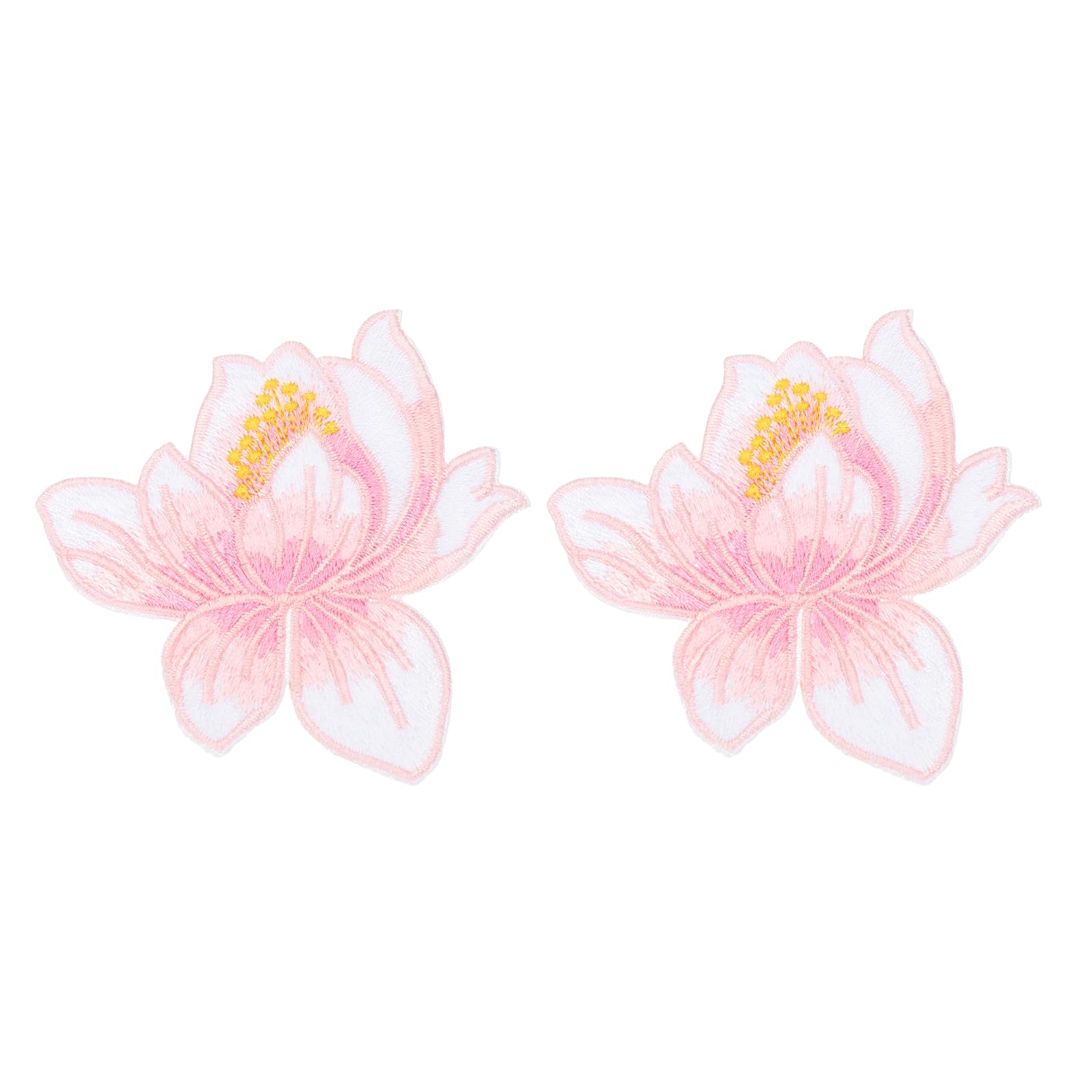 sourcing map Lotus Iron on Patches, 8x8cm Blooming Lotus Embroidered Applique Flower Sew on Badge Patch for Clothing Backpacks Jackets Hats Repairing Decoration, 2pcs, Light Pink — image 1