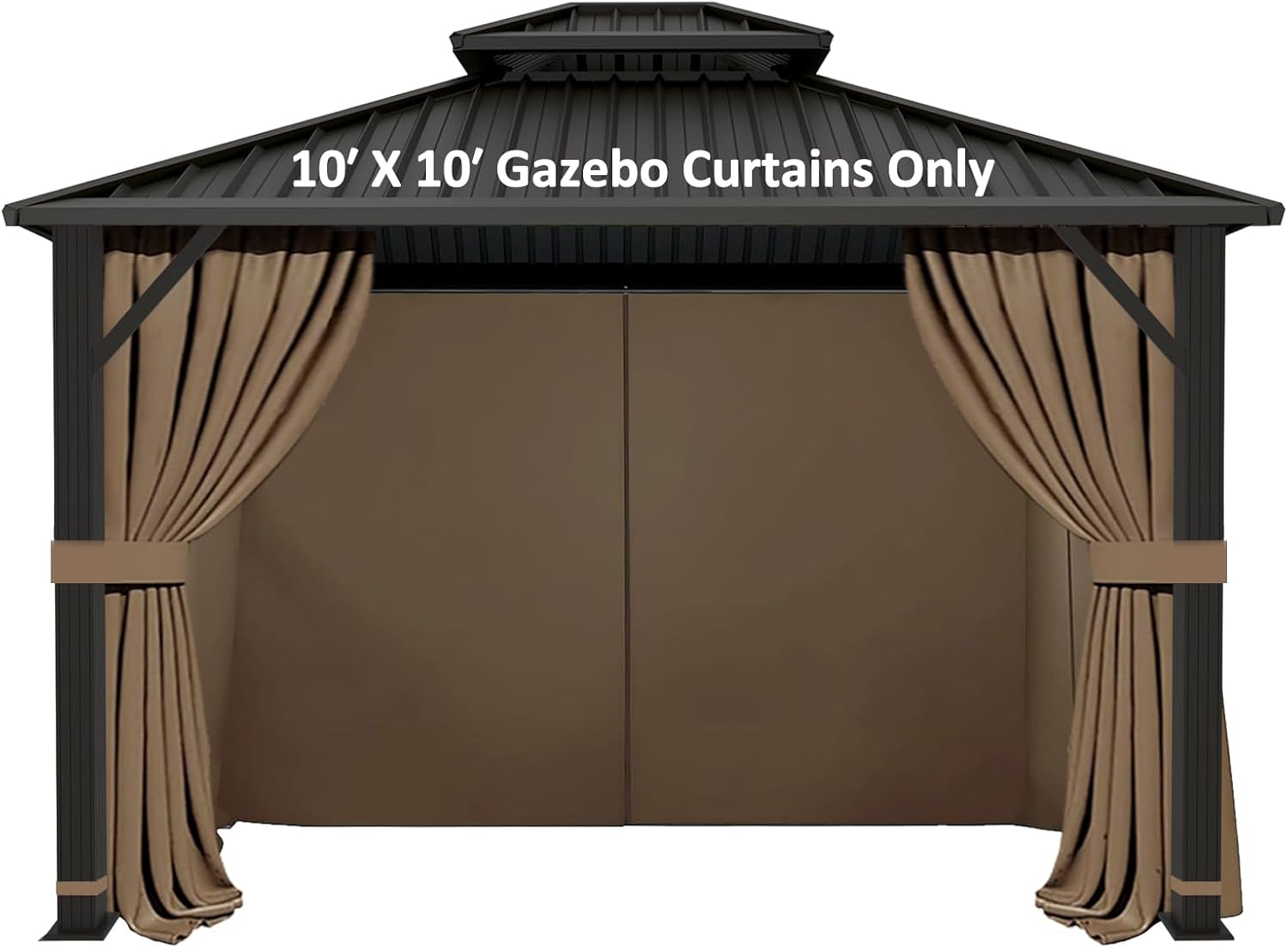 gazebo universal replacement privacy curtain - hugline 10' x 10' outdoor waterproof 4-panels gazebo side wall with zipper (curtain only, khaki) khaki 10x10