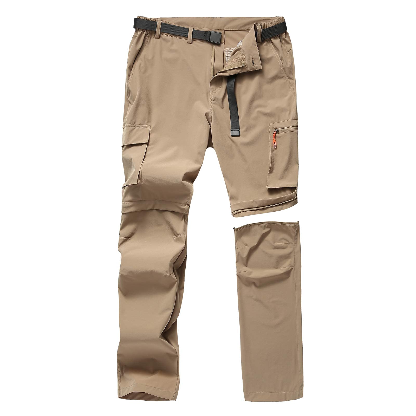 Pantalon et short de randonnée pour homme convertible, à séchage rapide (kaki, noir)