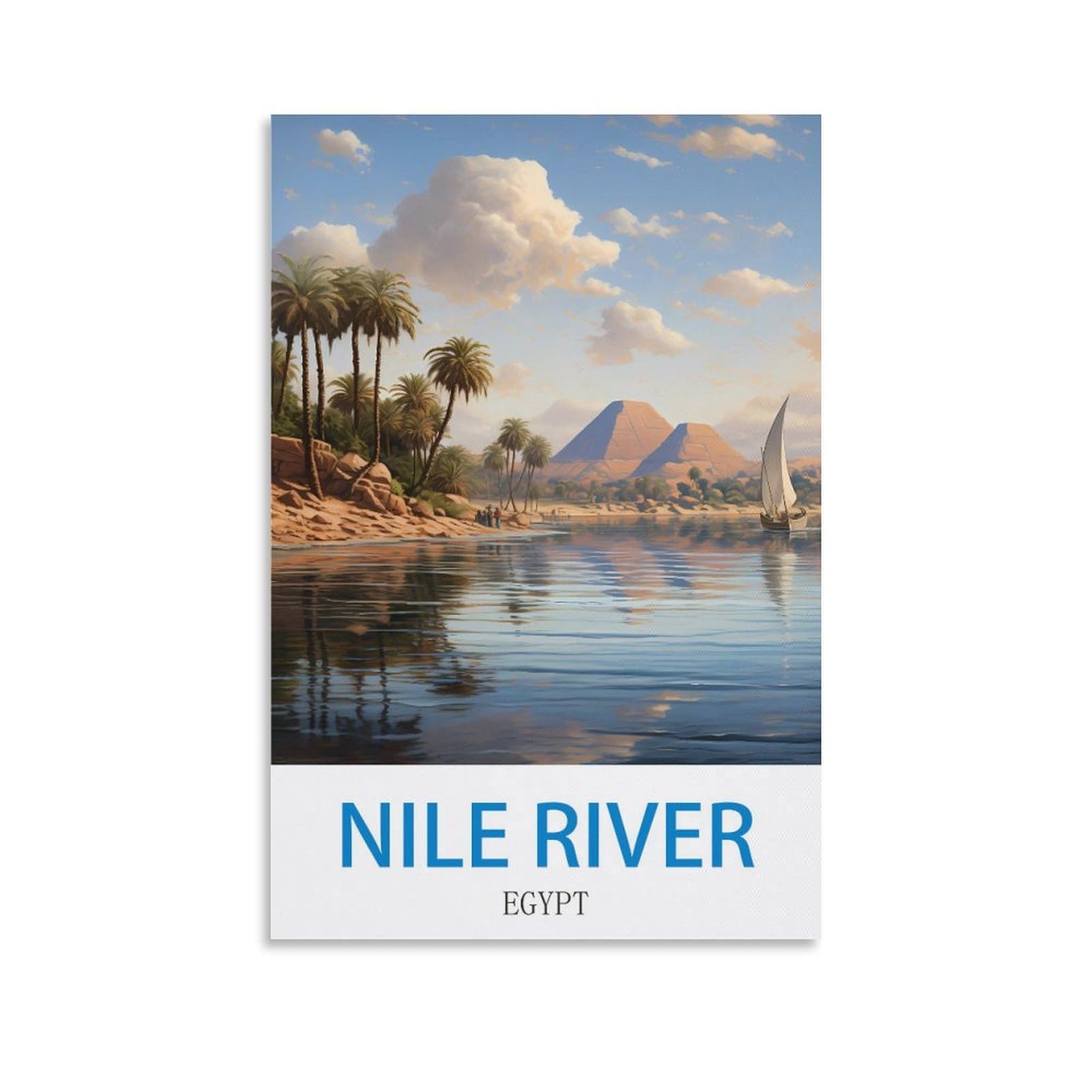 Zhilijing Unframe-Style Nile River Egypt Vintage Travel Poster 12X18inch(30X45cm) Decorative Painting Canvas Wall Posters And Art Picture Print Modern Family Bedroom Decor Posters