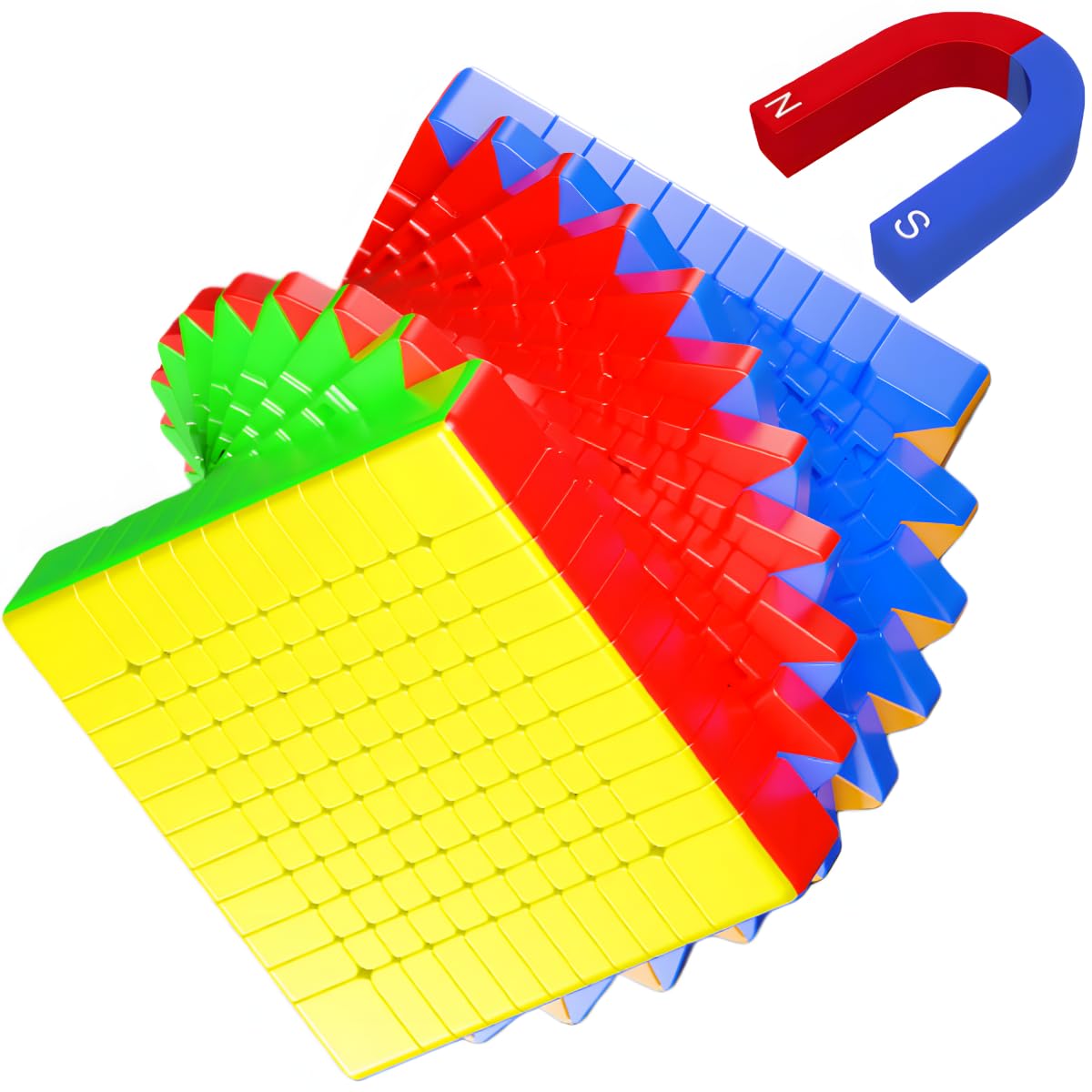 Bukefuno 11 x 11 Cubo mágico magnético de velocidad, sin pegatinas, 90 mm