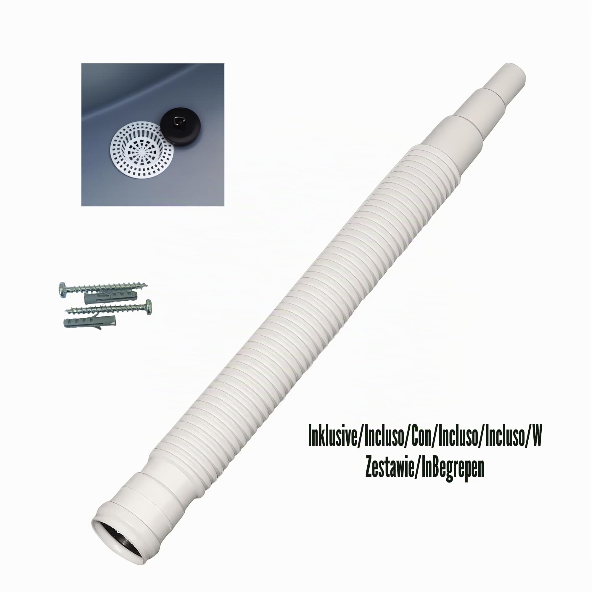Varile Premium - Set lavandino in granito in plastica per giardino e cantina, con filtro di scarico per capelli in plastica