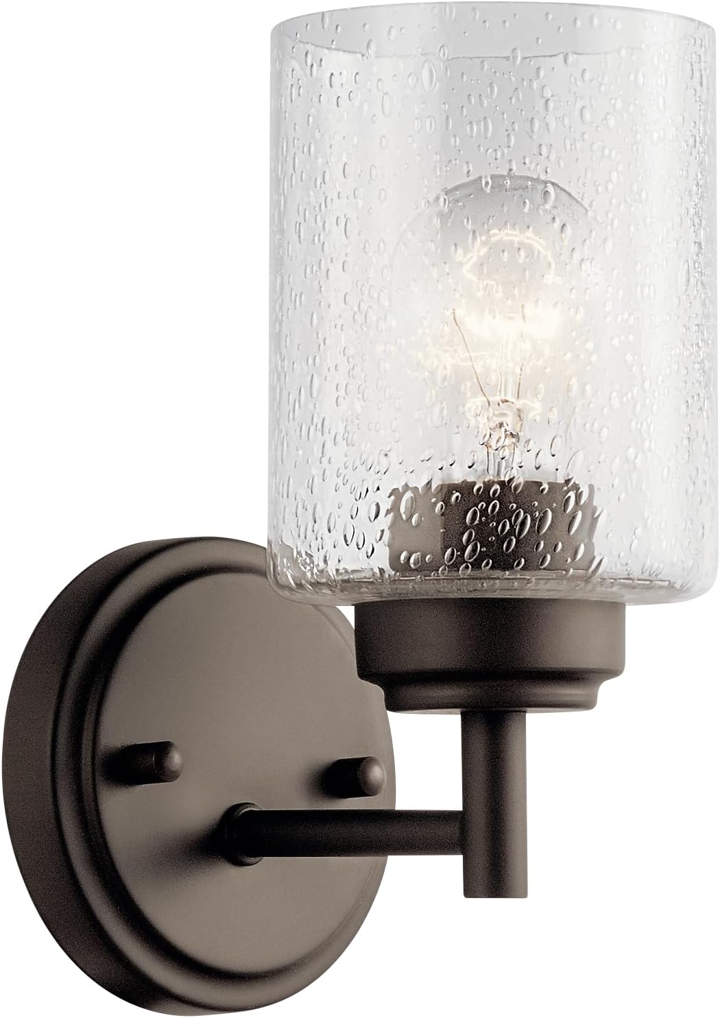 Kichler Winslow 9.25" Wall Sconce in Brushed Nickel, 1-Light Modern Wall Mount Fixture with Clear Seeded Glass , 45910NI