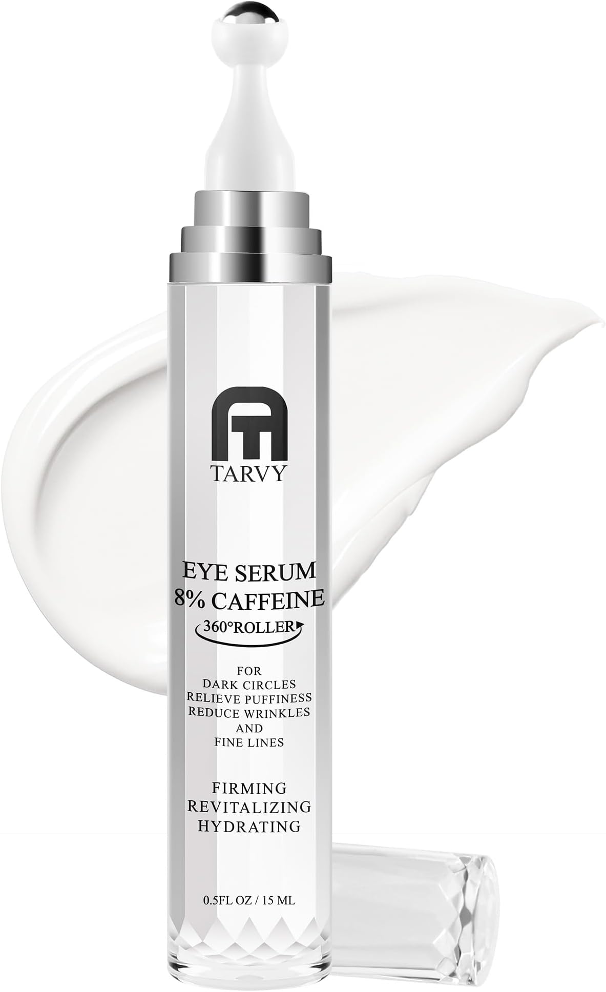 Eye Serum, Under Eye Cream For Dark Circles, 8% Caffeine Eye Serum For Women & Men, Eye Cream Anti Aging With 360° Massage Ball, Eye Cream For Puffiness And Bags Under Eyes, Eye Serum For Fine Lines