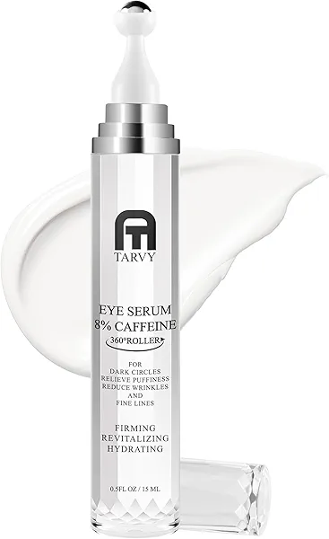 Eye Serum, Under Eye Cream For Dark Circles, 8% Caffeine Eye Serum For Women & Men, Eye Cream Anti Aging With 360° Massage Ball, Eye Cream For Puffiness And Bags Under Eyes, Eye Serum For Fine Lines