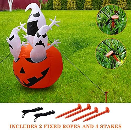 Halloween Inflatables, Yideng 1.5m/4.9Ft Tall Pumpkin Chost Decorations with LED Lights Giant Halloween Pumpkin Outdoor Indoor Holiday Xmas Decor for Yard Patio Garden Lawn Party Christmas Decoration