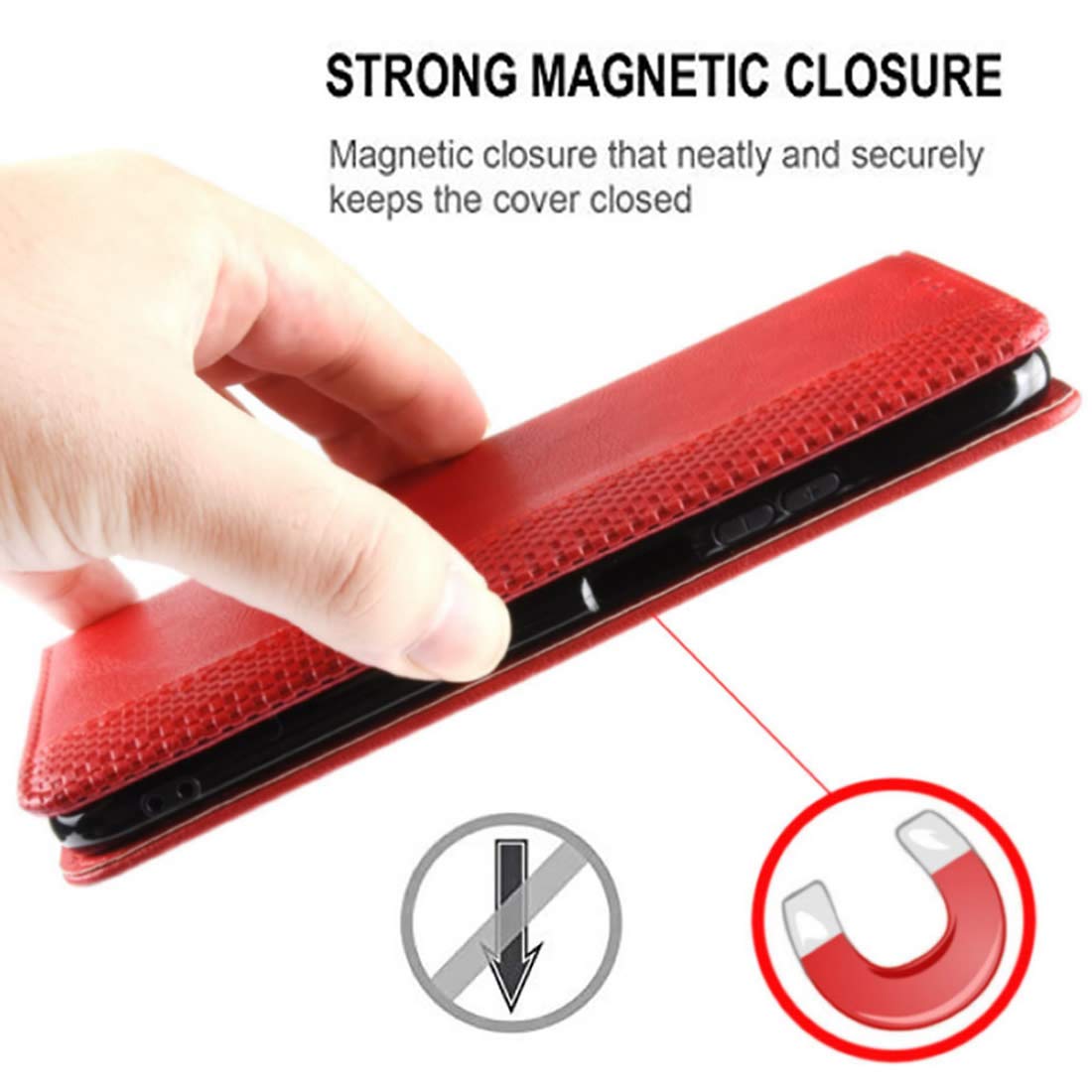 Custodia Fairphone 5 Portafoglio In PU Pelle Con Chiusura Magnetica - Rossa