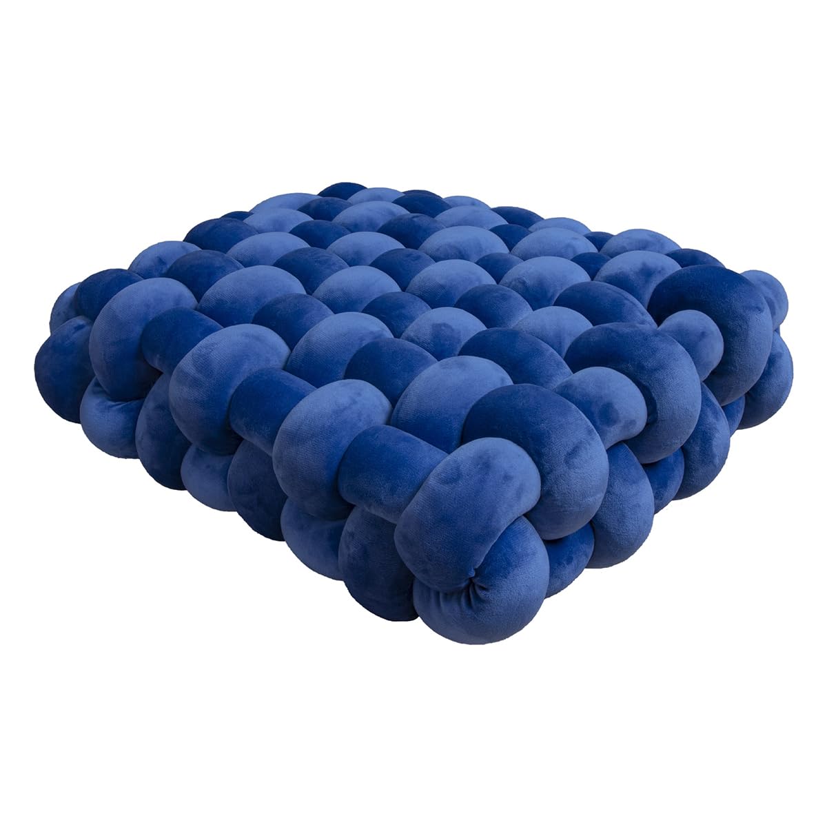 Dazzluxe Knot Throw Pillow Home Decoration Cushion, Square Handmade Woven Knotted Seat Cushion for Living Room Bedroom Solid Color Light Luxury Style,Blue,40 * 40 * 12cm