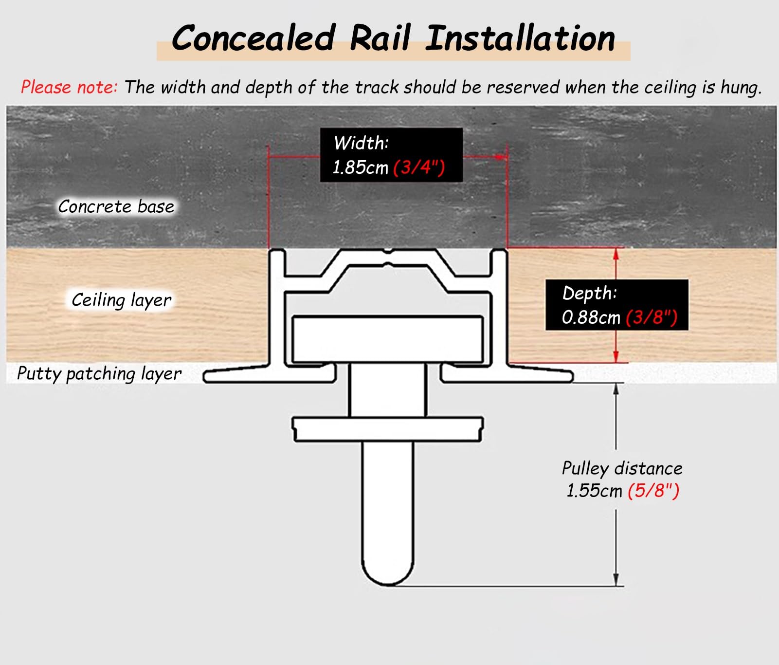 Rail Rideaux Plafond Kit de Rail Coulissant pour Rideaux Encastrés et Cachés, Système de Rail de Rideau de Plafond en Métal Occultant, Support de Tringle à Rideau Encastré pour Salon / Cuisine(1.2m/3.