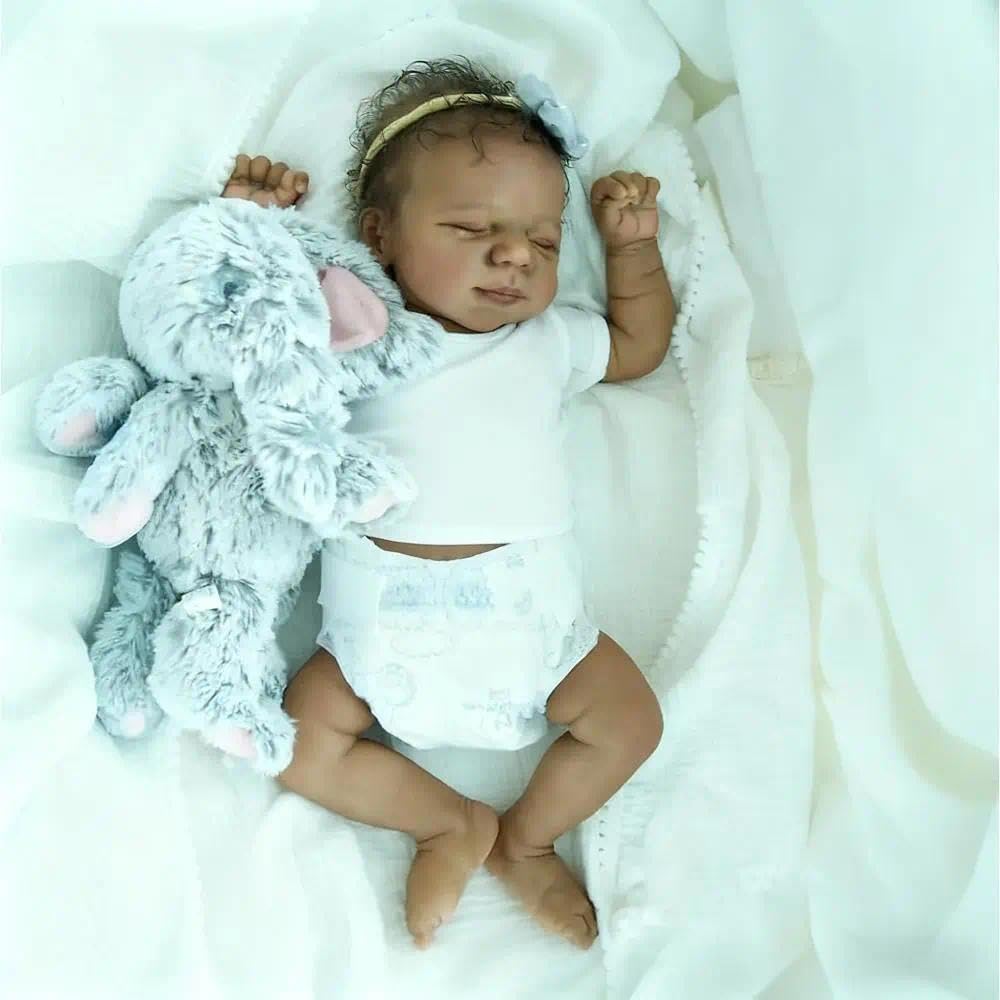 Zero pam Reborn Baby Dolls Silicone Full Body Black Girl 19 Inch Silicone Babies Lifelike Newborn Dolls Sleeping Like Real Babies Black Baby Doll For Girls Toys - Image 4