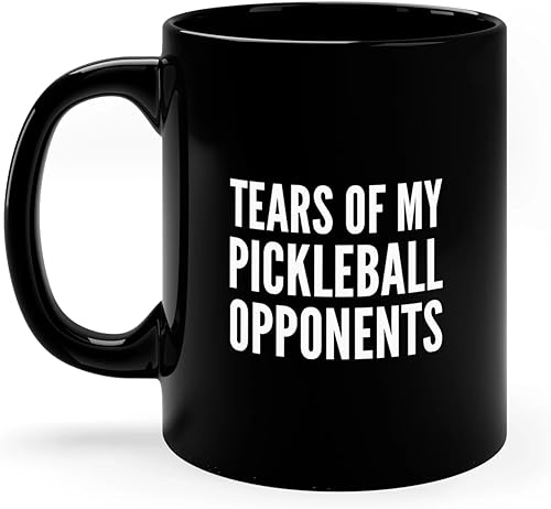 Miniatura 7 de Tears of My Pickleball Opponents - Regalos personalizados para jugadores deportivos divertidos, taza de cerámica novedosa, taza negra de 11 onzas y