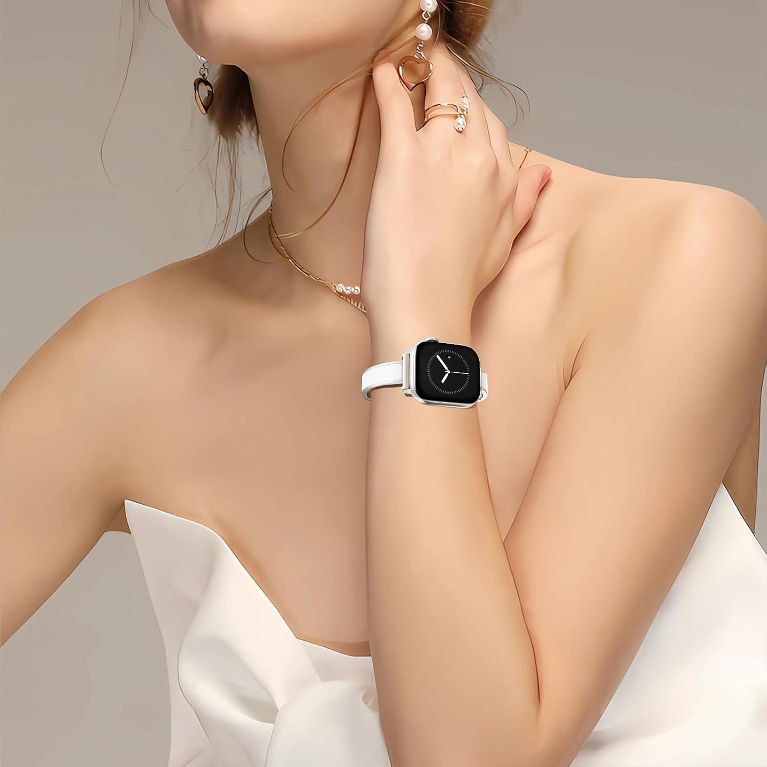 WINGLE Slim Watch Bands for Apple Watch Band Women 38mm 40mm 41mm 42mm 44mm 45mm 46mm Series 11 10 SE 3/2/1 Jewelry Dressy Bracelet Thin Metal Strap Designer Luxury Bangle for iWatch 9/8/7/6/5/4/3/2/1 - Image 6