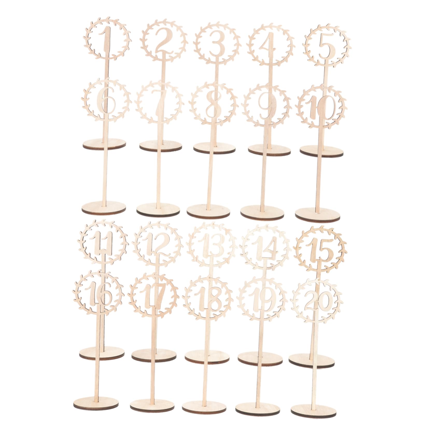 BRIGHTFUFU 20Pcs Table Numbers Stylish Table Number Signs for Weddings Banquets and Events Wood Design