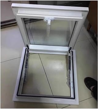 XPLKQXE Laminated Fixed Vented Deck Mounted No Leak Skylight, Flush Mount Residential Roof Skylight Home, Curb Mounted Glass Skylight, Slanted Wooden House Basement80x80cm