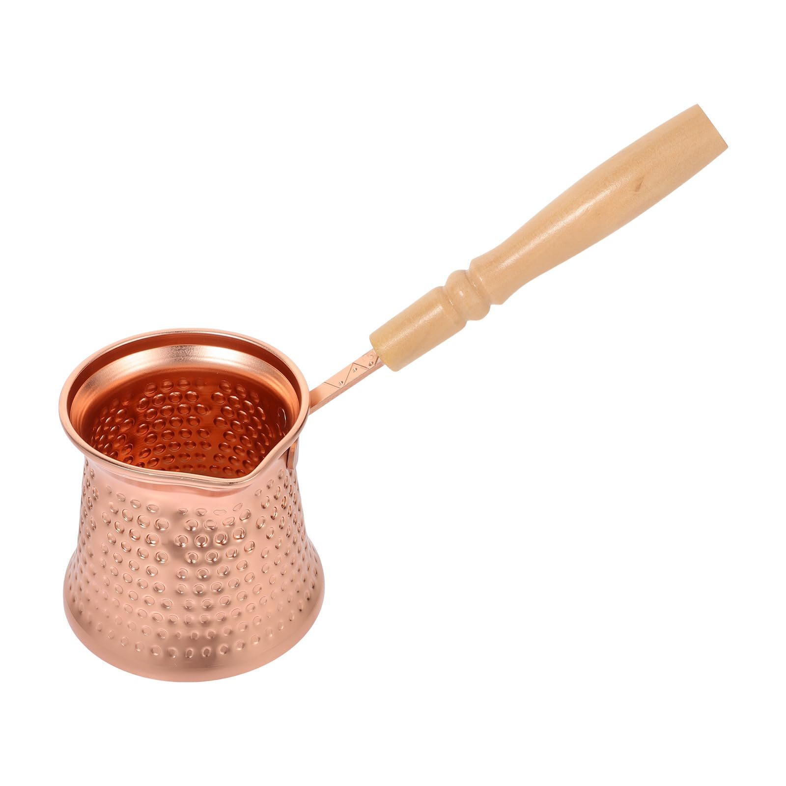Cafetera Turca de Cobre con Mango de Madera Olla Pequeña para Leche y Café Resistente Altas Temperaturas Fácil de Limpiar Diseño Artesanal para Cocina Doméstica