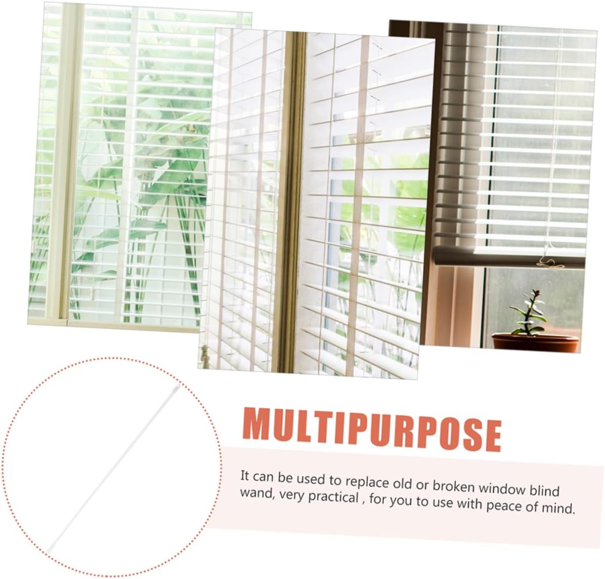 12pcs Vertical Blind Replacement Wands with Hook Household Blind Rods for Easy Curtain Control for Space Saving and Heavy Curtain Support