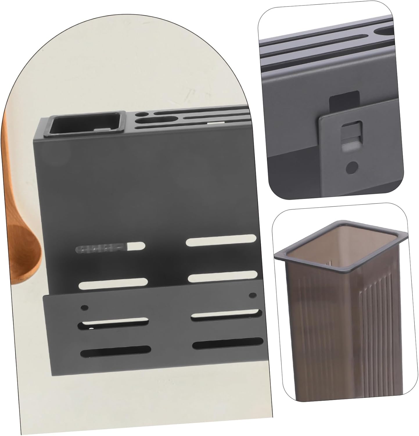 Wall Mounted Kitchen Utensil Rack Multi Functional Spoon Holder Cutting Board Holder Resistant Design for Space Saving Storage for Forks Knives