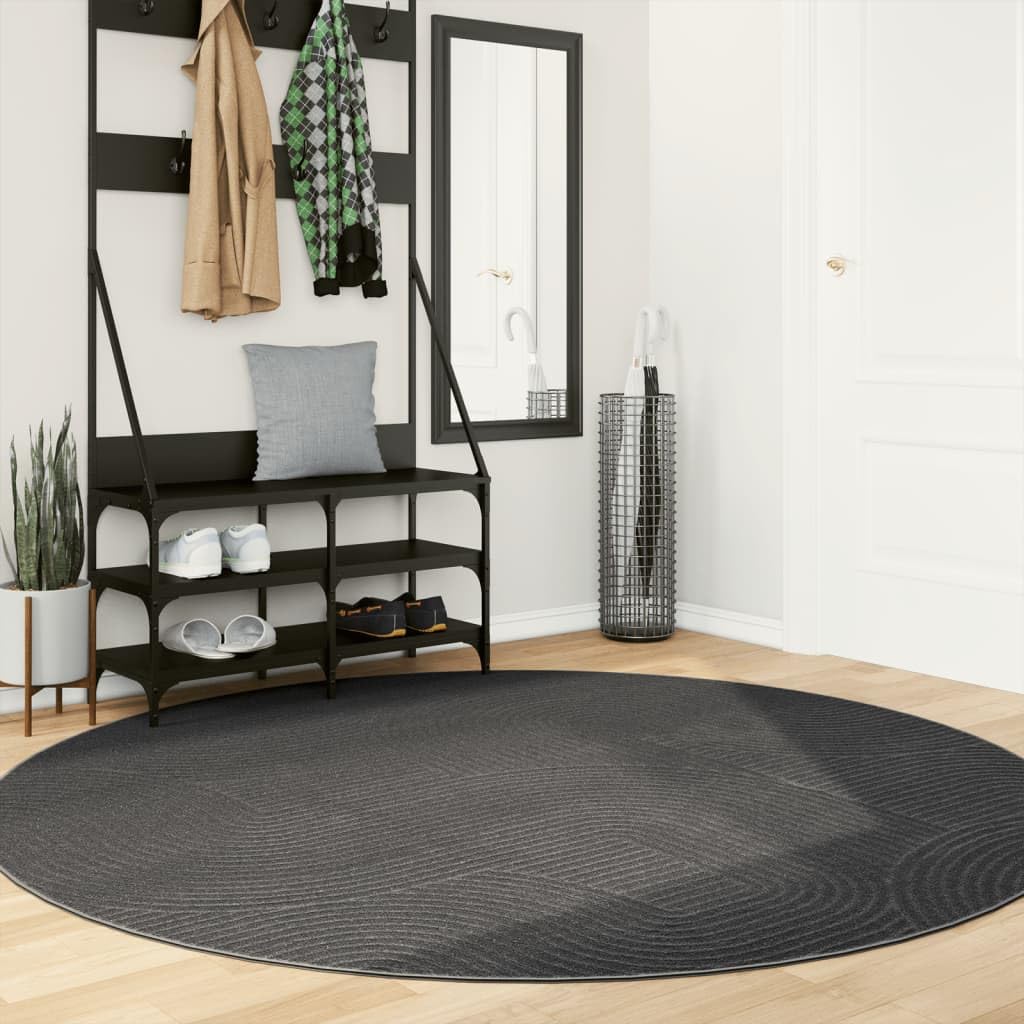 Tapis IZA Poils Courts Style scandinave Anthracite Ø 200 cm,Maison & Jardin,Décorations,Tapis,5.65 kg-375437