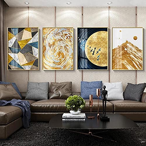 Peinture sur toile géométrique pour créer un salon chaleureux et moderne