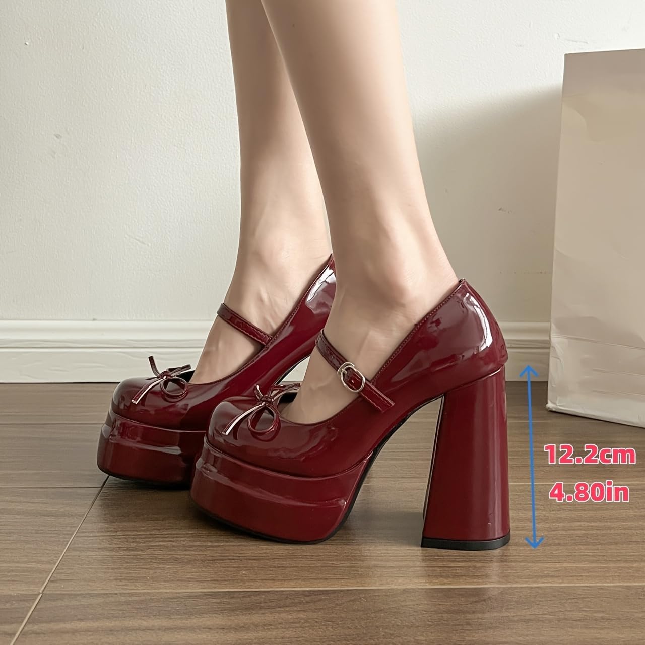 Elegant Lady's Chunky high-Heeled Shoes, Comfortable Bow Mary Jane Shoes - Party, Commute