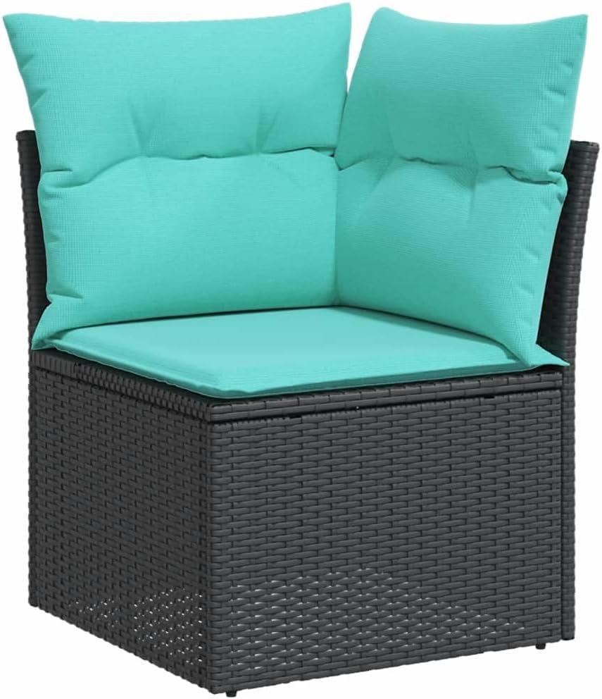 7 Piece Patio Sofa Set with Cushions Black Poly Rattan Garden Seating Ensemble Outdoor Seating Set for Backyard Backyard