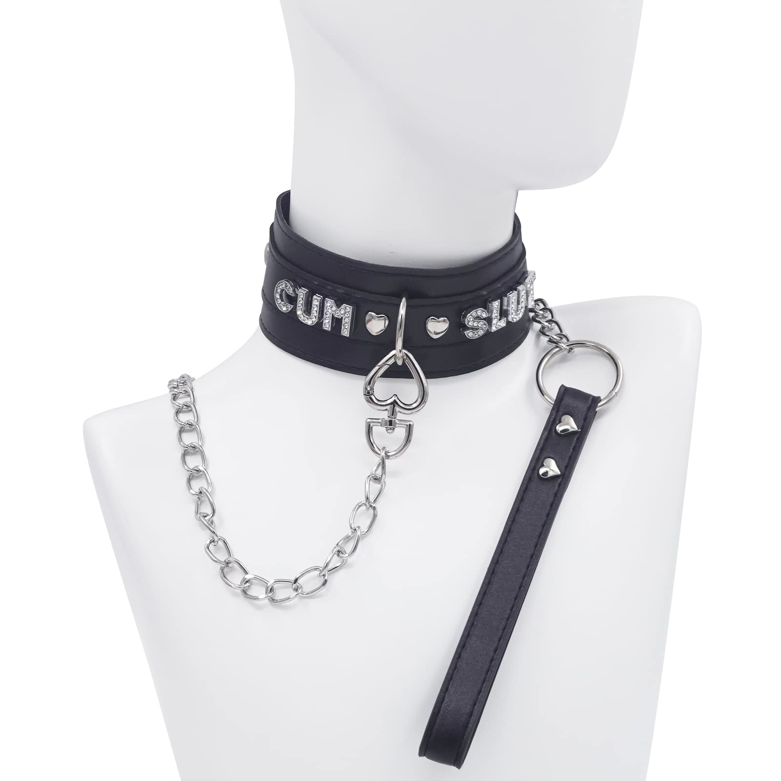 paloli Black Leather Furry Choker Collar for Women: SLU