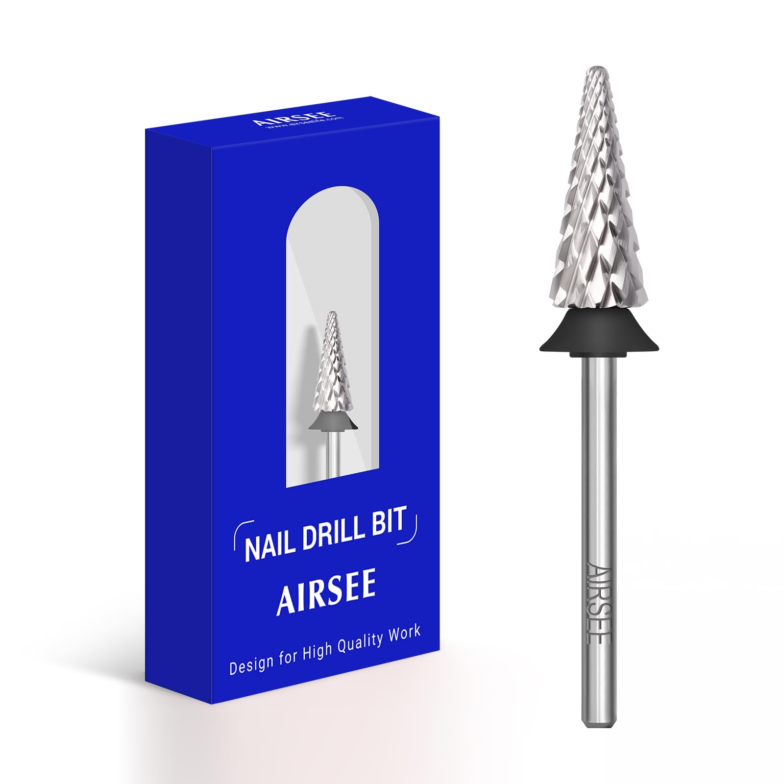 AIRSEE Tungsten Carbide Acrylic Tapered Nib Nail Drill Bit Efile Electric File Machine Head Tip for Manicure Polishing Art Remove Gel 3/32" 2 Way