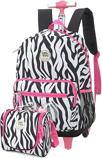 Mochila de Rodinha Escolar Juvenil Feminina UP4YOU animal print (PRETA)