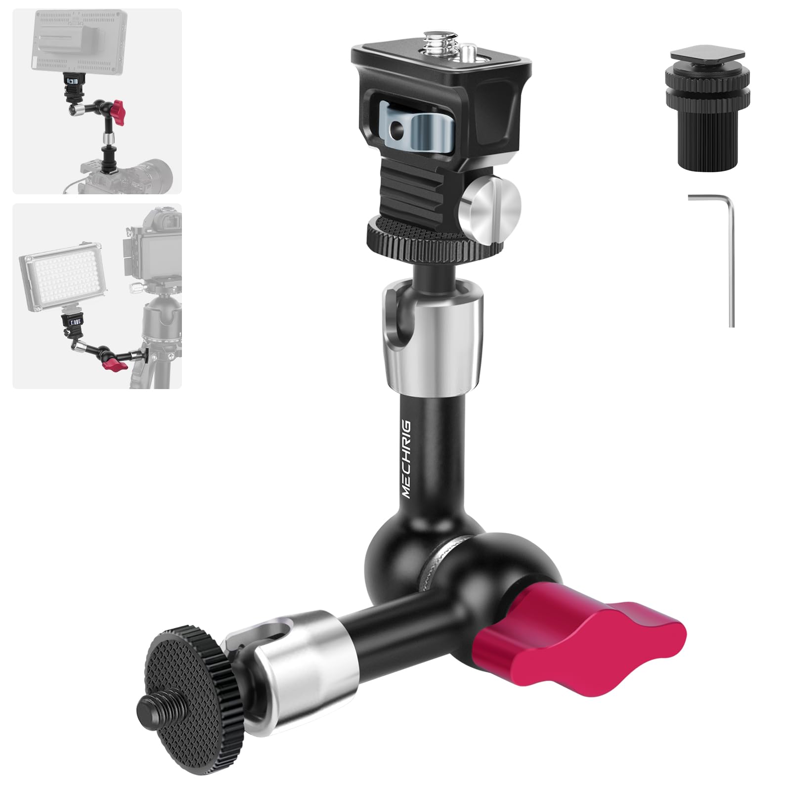 Mechrig 7" Articulating Magic Arm Camera Mount with 360° Adjustable Ball Heads, Aluminum Camera Magic Arm with 1/4" Screws & Locating Pins,